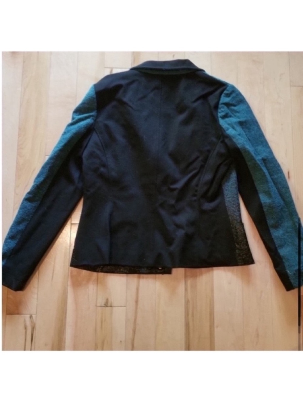 Hilton Hollis Jacket zip up ombre black teal wool blend size twelve - Picture 7 of 9